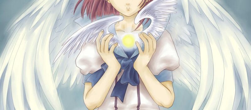 Angelic Figure with Wings — White, Serene, Anime