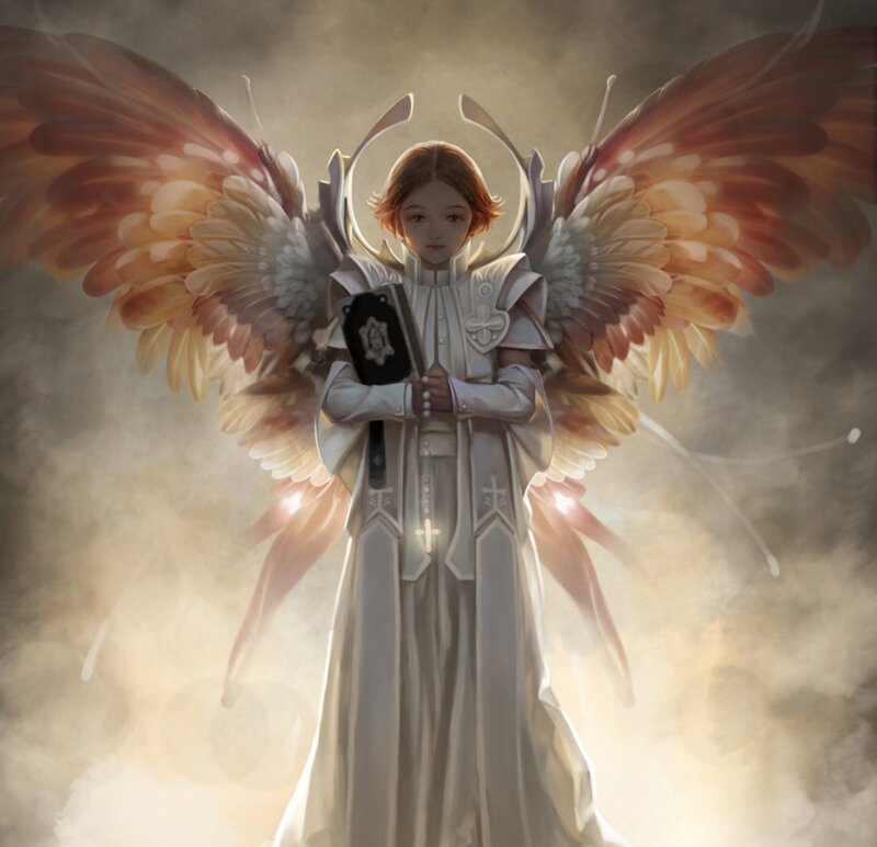 Angelic Figure with Wings — White, Serene, Digital Art, Book