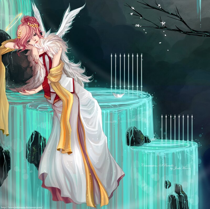 Angelic Figure with Wings — White, Serene, Night, Digital Art