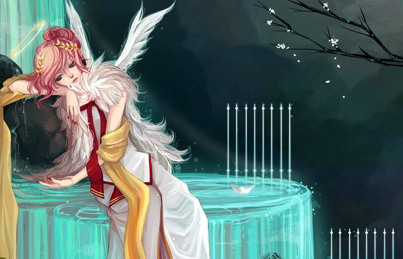 Angelic Figure with Wings — White, Serene, Night