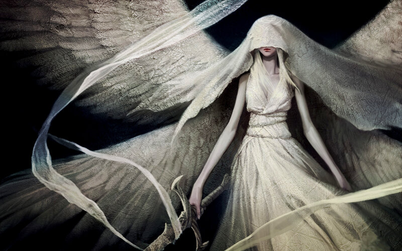 Angelic Figure with Wings — White