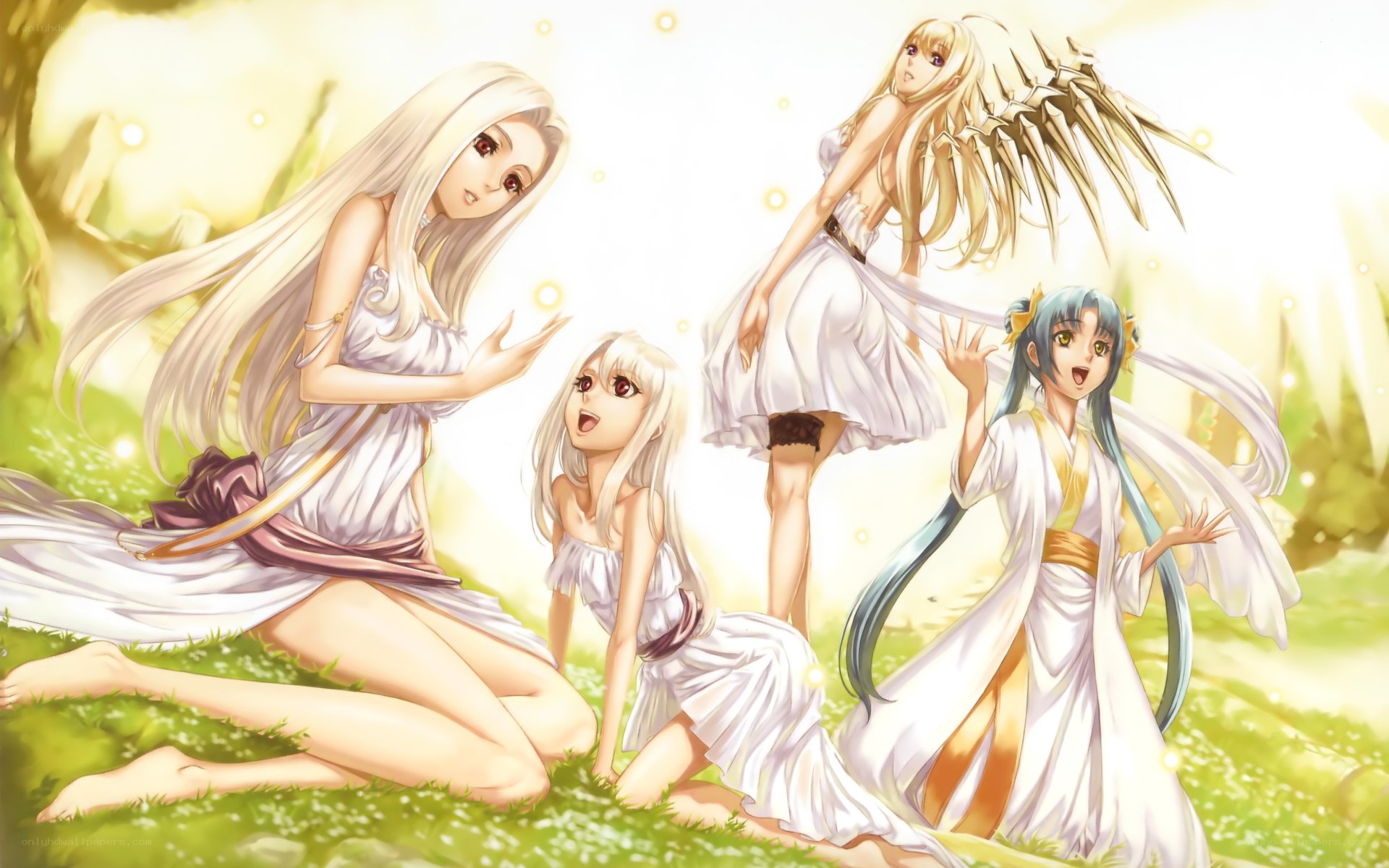 angelic figures in a sunlit field