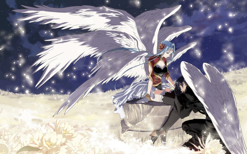 Angelic Figures in Field — White