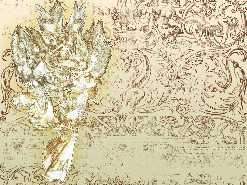 Angelic figures in ornate design