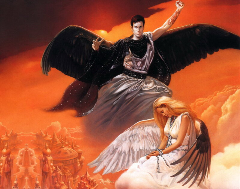 Angelic Figures in Sky — Orange