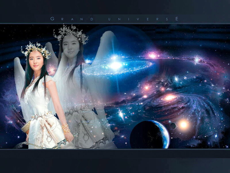 angelic figures in space