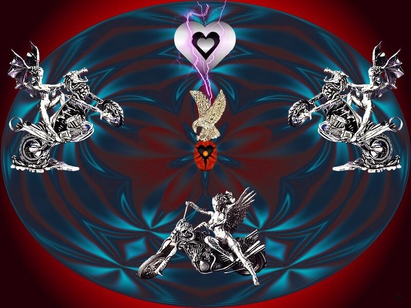 Angelic Figures on Motorcycles