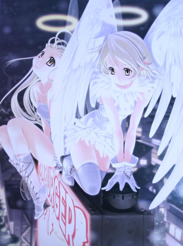 angelic figures on rooftop