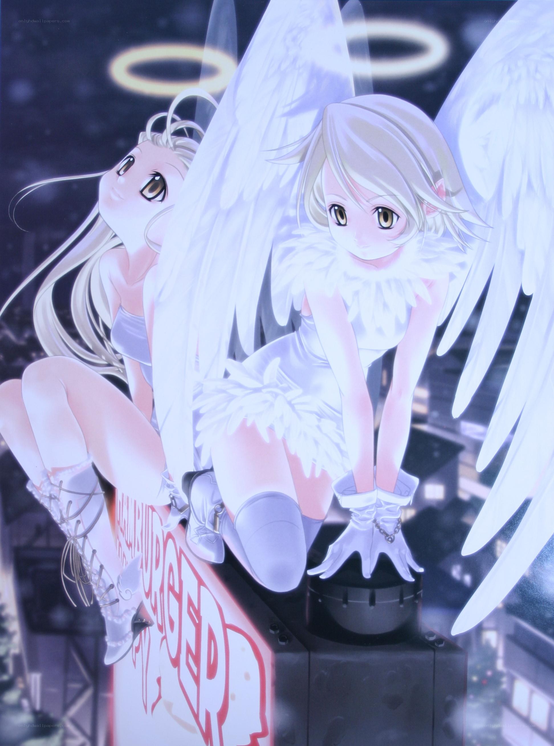 angelic figures on rooftop