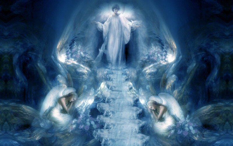 Angelic Figures on Stairs