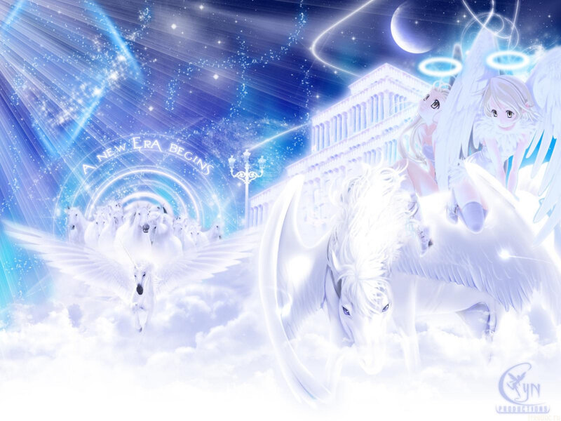 Angelic Figures on Winged Horses