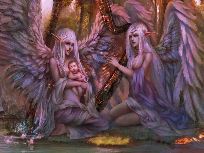 Angelic Figures with Baby
