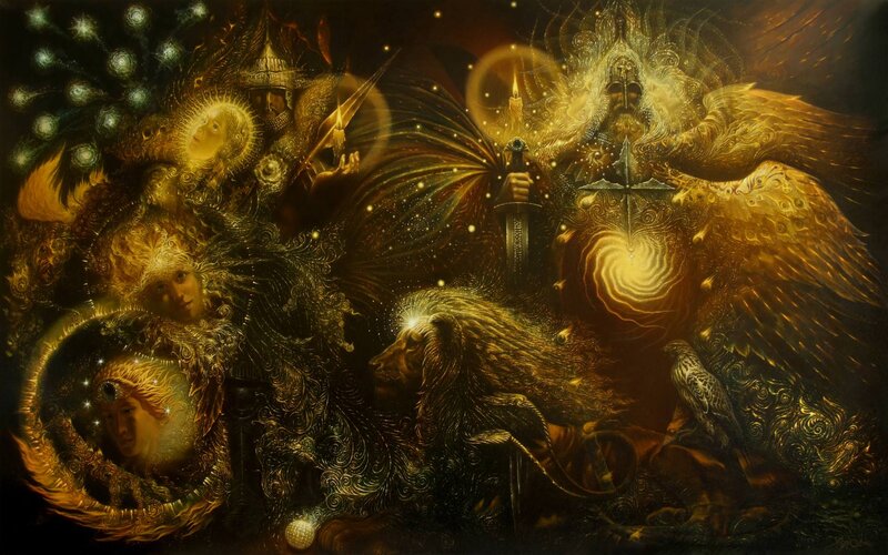 Angelic Figures with Lion