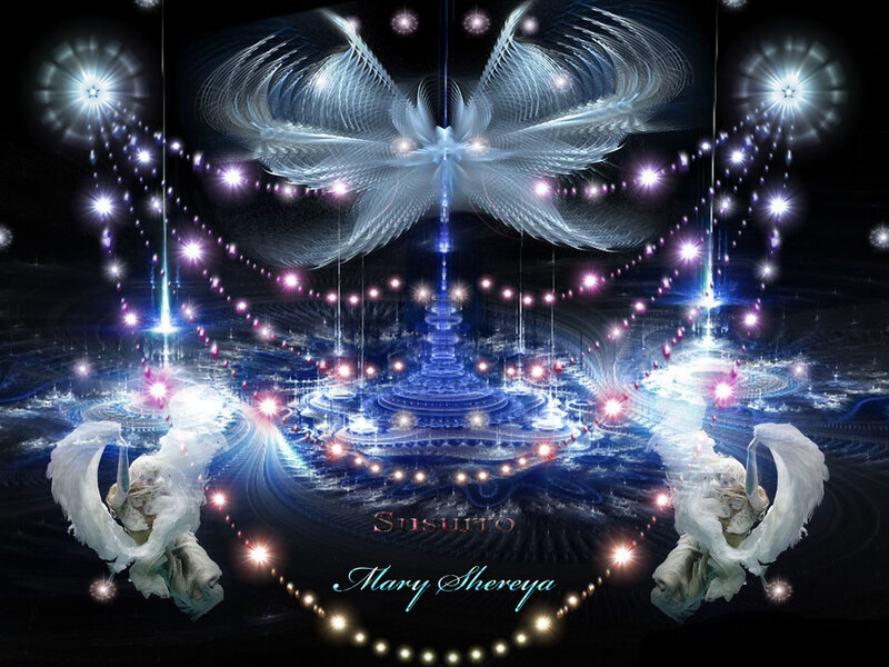 Angelic Figures with Wings — Blue