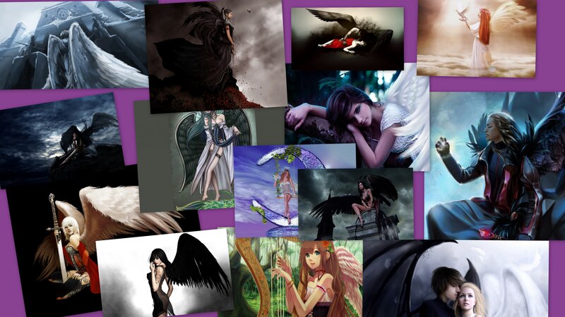 Angelic Figures with Wings — Purple