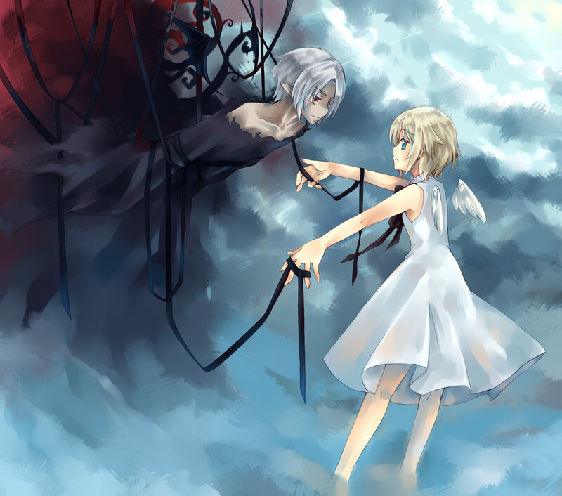 Angelic Girl and Dark Figure