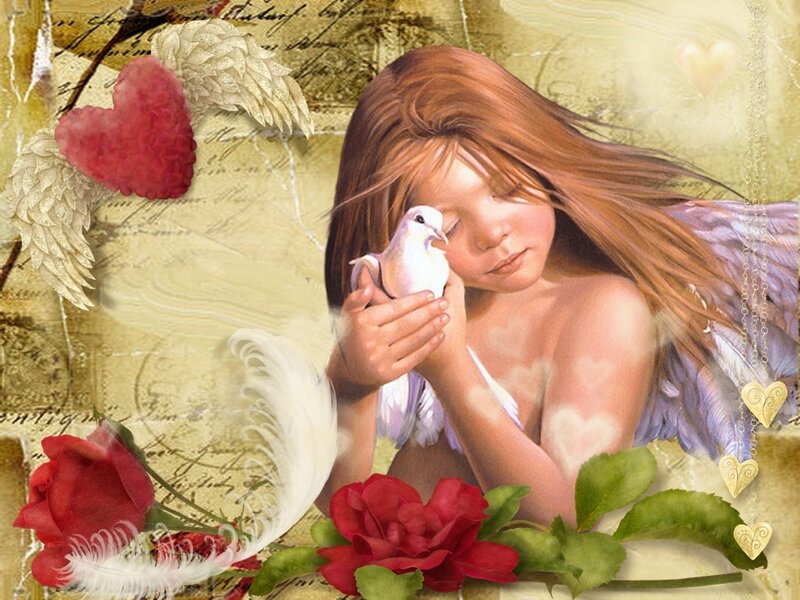 Angelic Girl Holding Dove