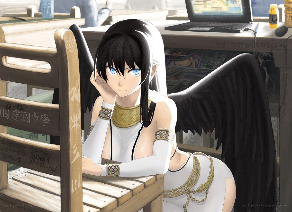 angelic girl in classroom