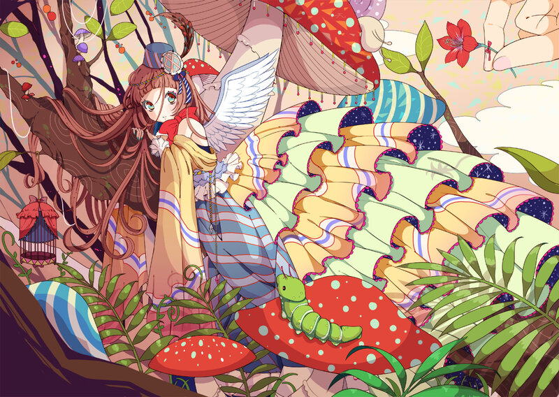 Angelic Girl in Forest — Green, Whimsical