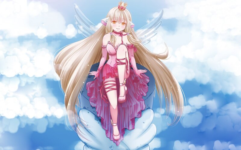 angelic girl in pink dress