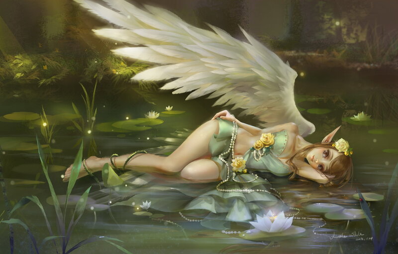 Angelic Girl in Pond