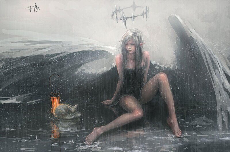 Angelic Girl in Rain