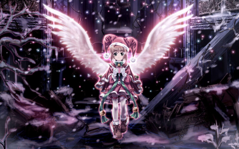 angelic girl in winter ruins