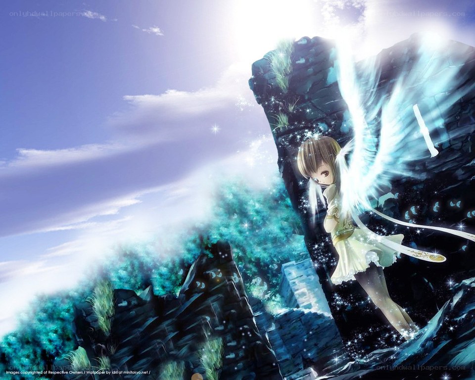angelic girl on a cliff