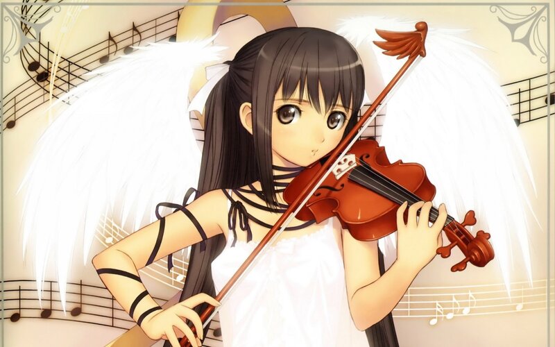 Angelic Girl Playing Violin — White