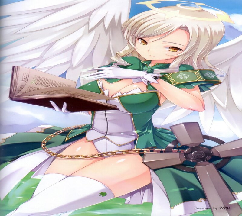Angelic Girl Reading Book — Green