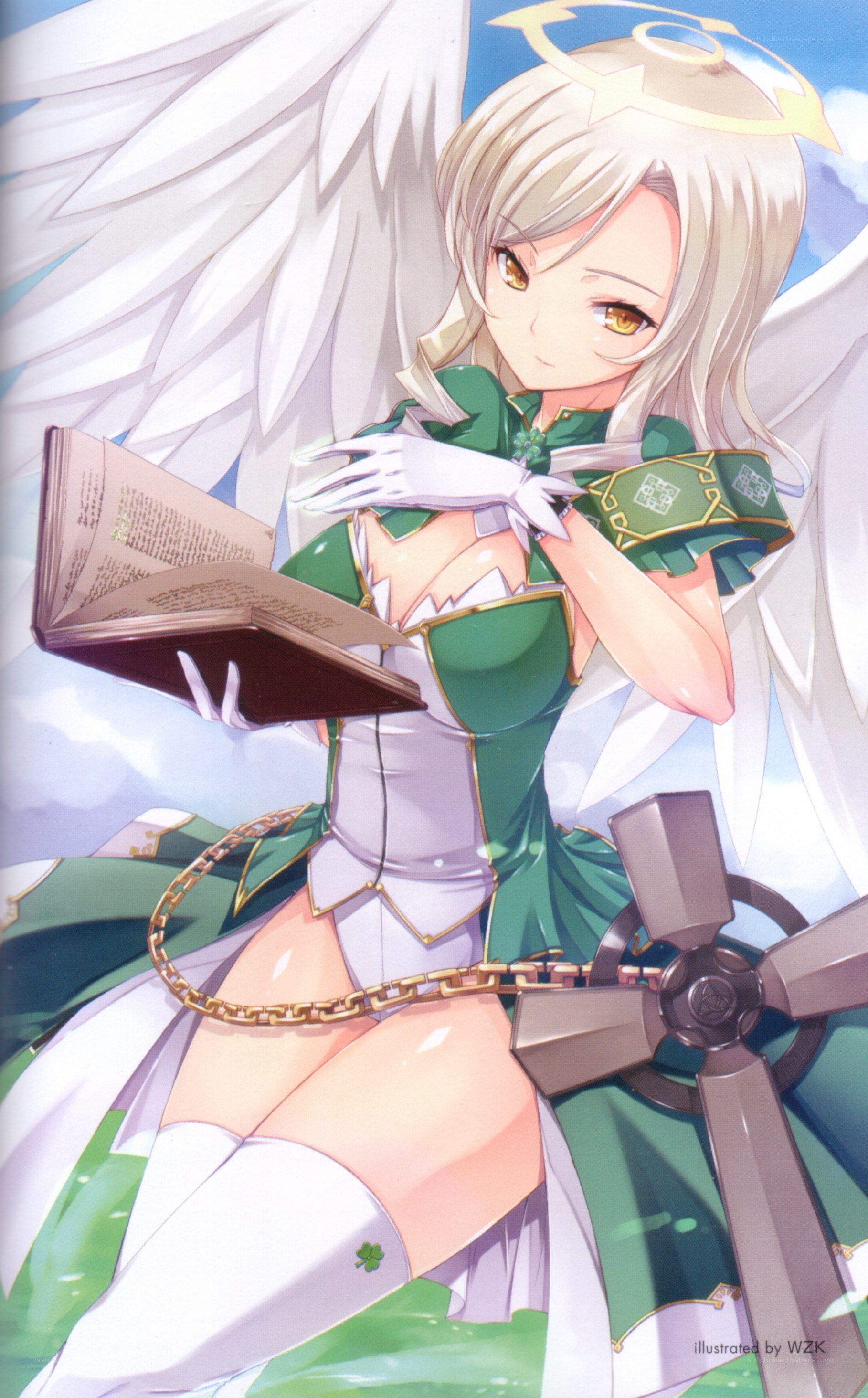 angelic girl reading book