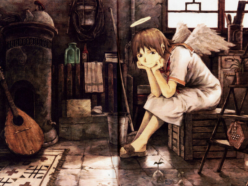 Angelic Girl Sitting — Brown