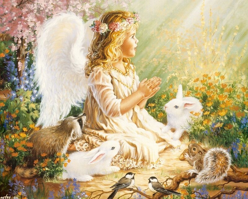 Angelic Girl with Animals