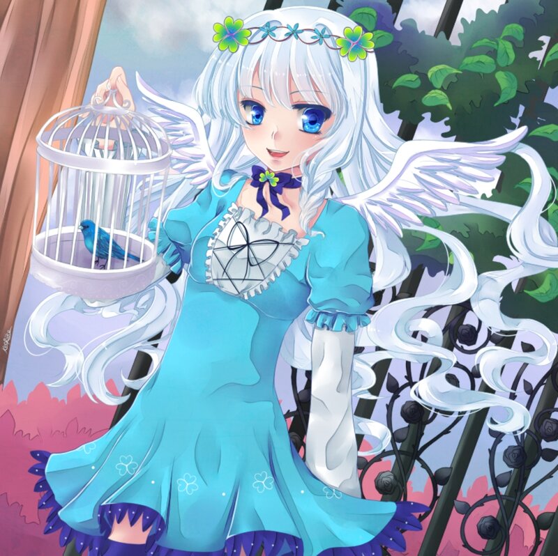 Angelic Girl with Birdcage