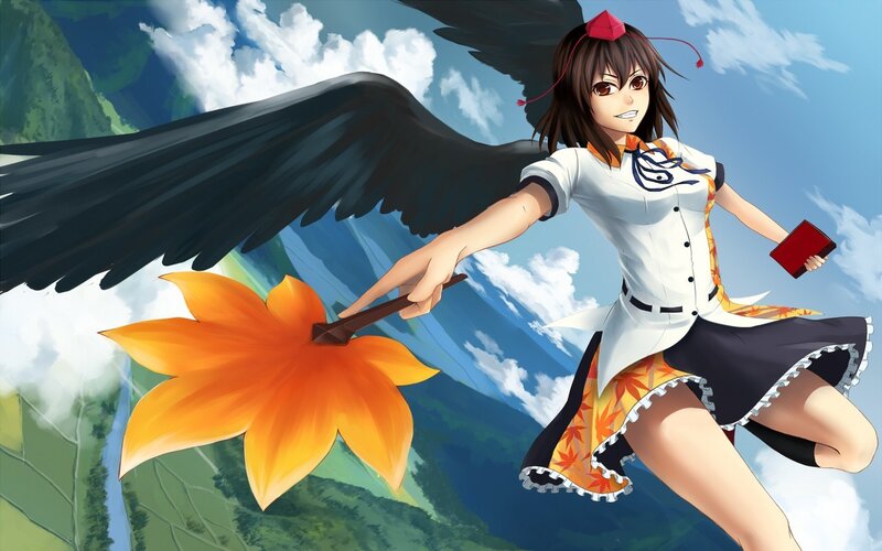 angelic girl with black wings