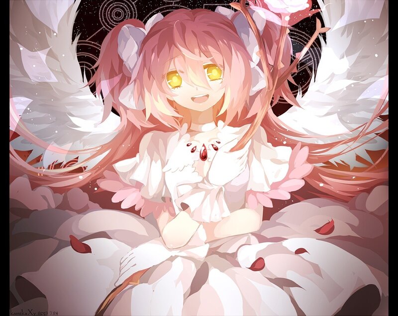 angelic girl with blood drops