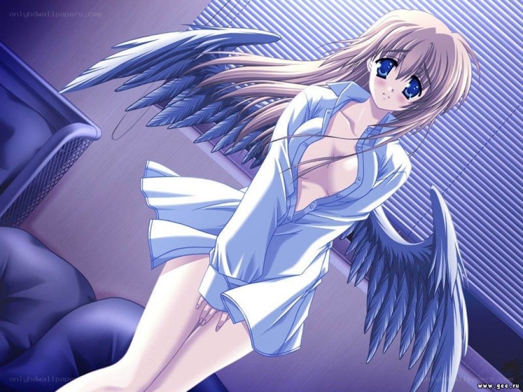 angelic girl with blue wings