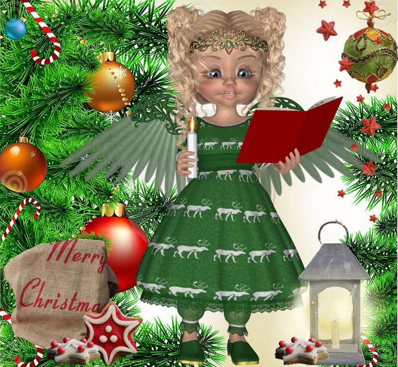 Angelic Girl with Book — Green