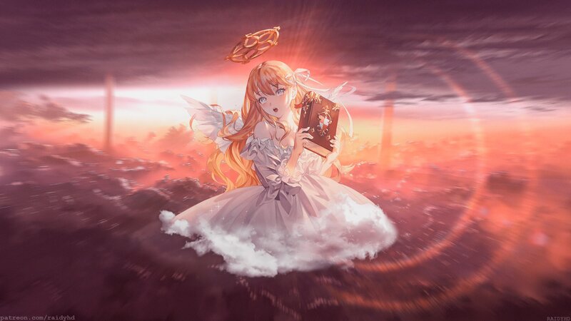 Angelic Girl with Book — Orange
