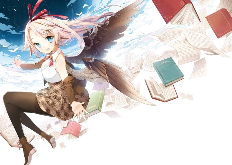 angelic girl with books