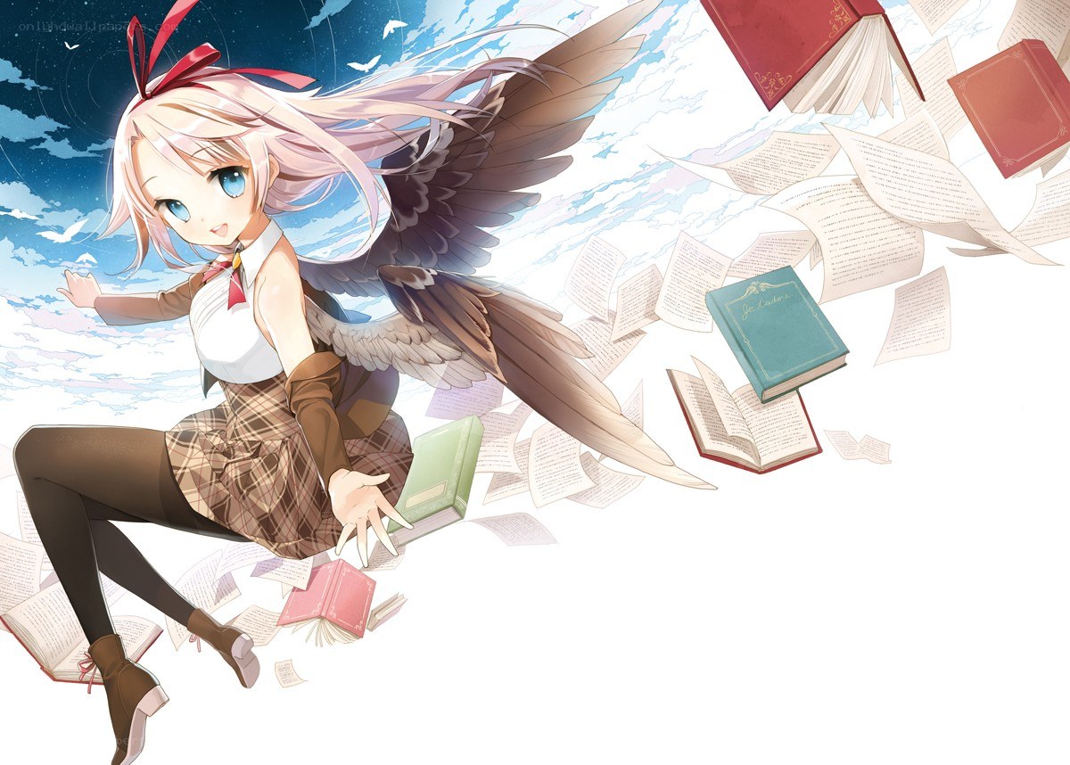 angelic girl with books