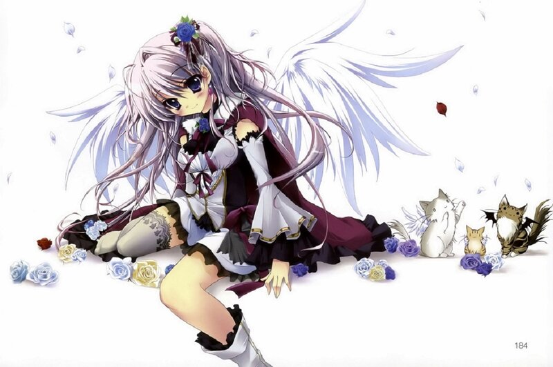 Angelic Girl with Cats