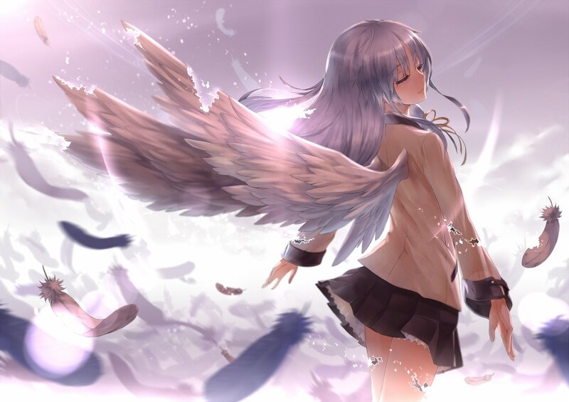 angelic girl with feathered wings