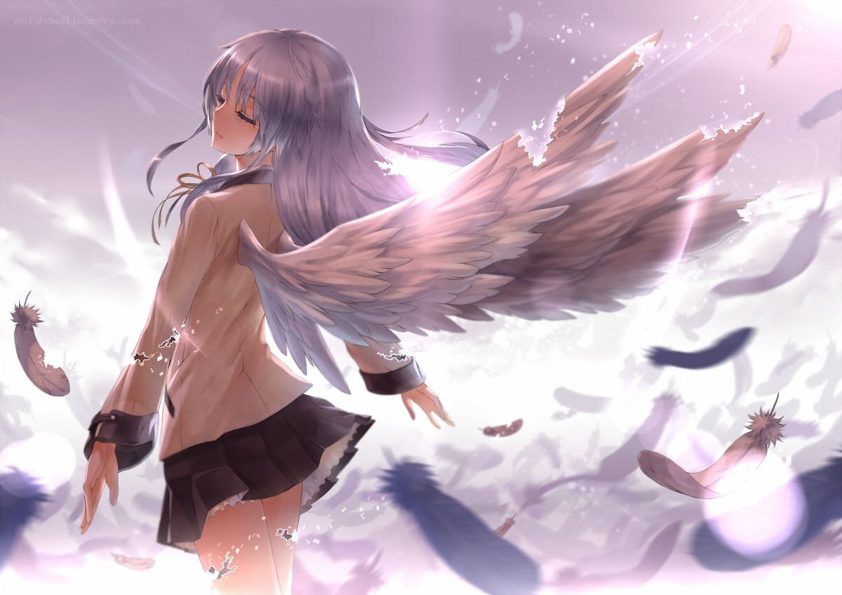 angelic girl with feathered wings