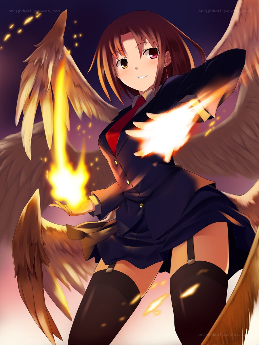 angelic girl with fire magic