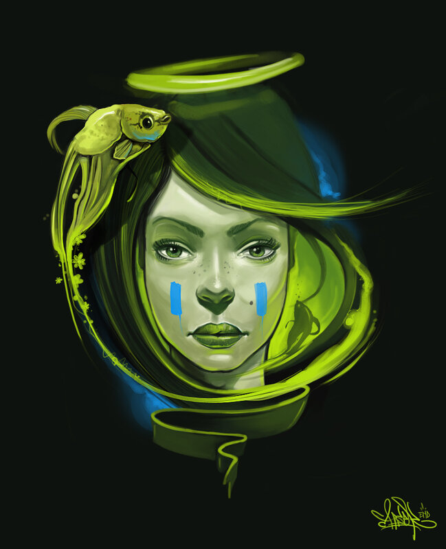 angelic girl with fish