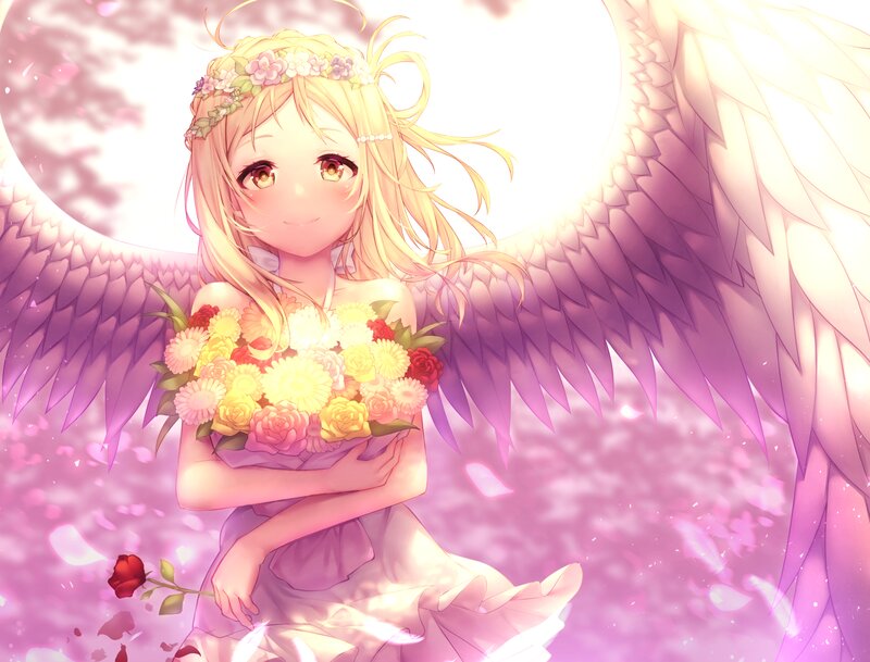 Angelic Girl with Flowers — Pink
