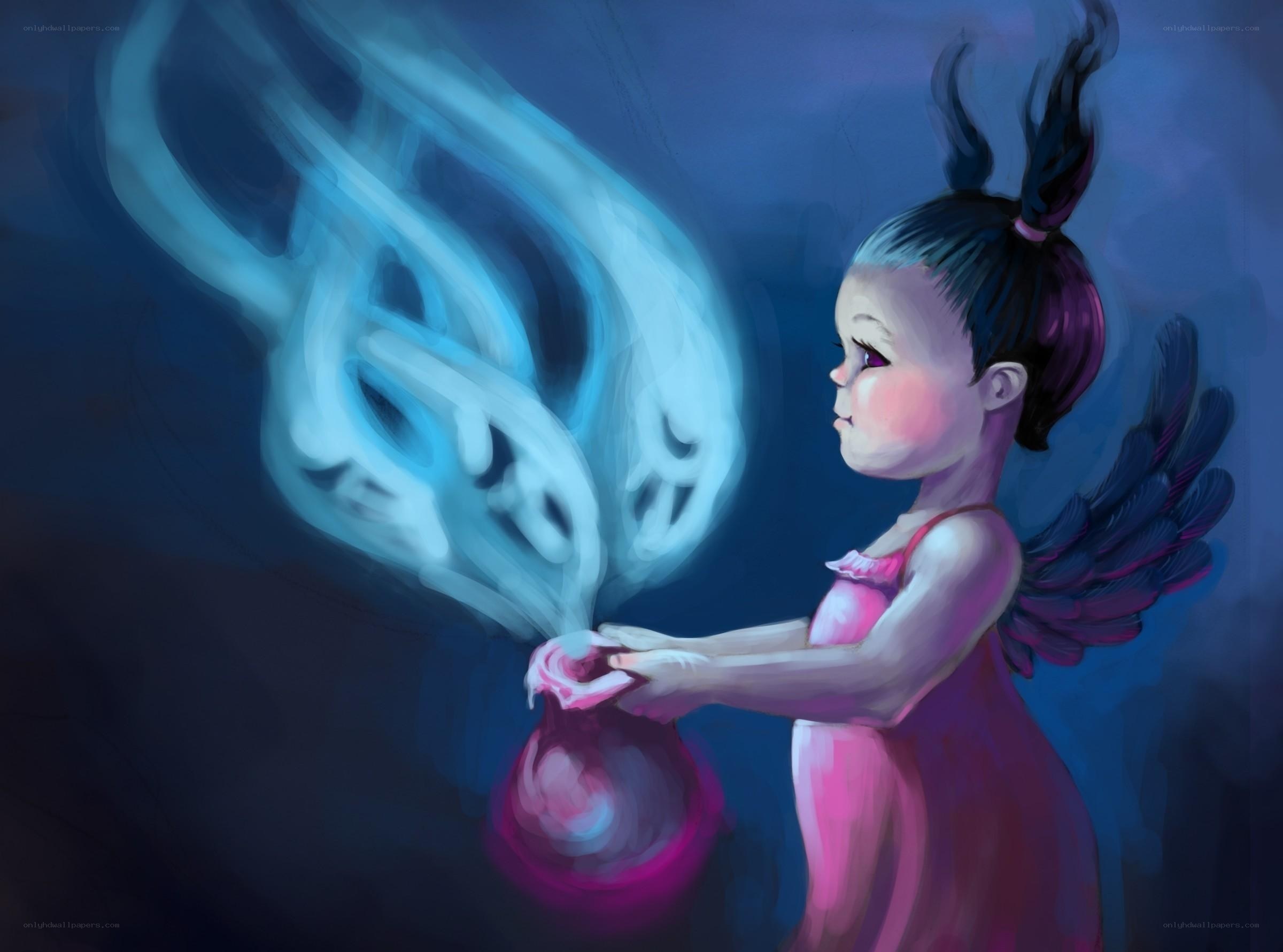 angelic girl with glowing magic