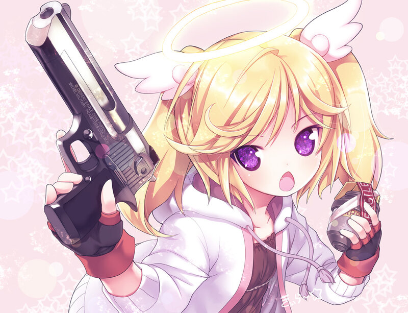 Angelic Girl with Gun — Pink