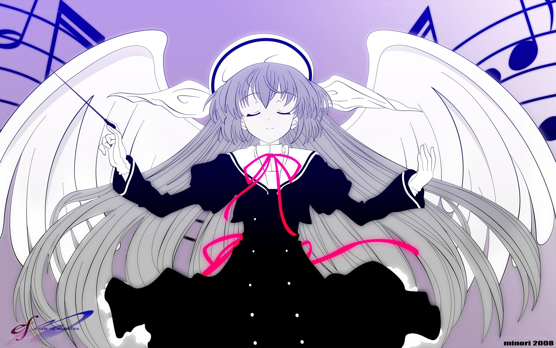 angelic girl with music notes